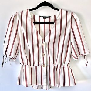 Hyfve Striped Blouse with Elastic Waist, Size small